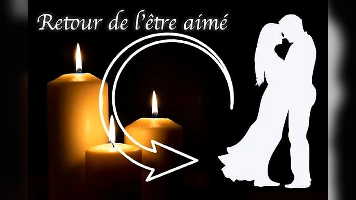 Bougies allumées et silhouette d'un couple enlacé, symbole du retour de l'être aimé